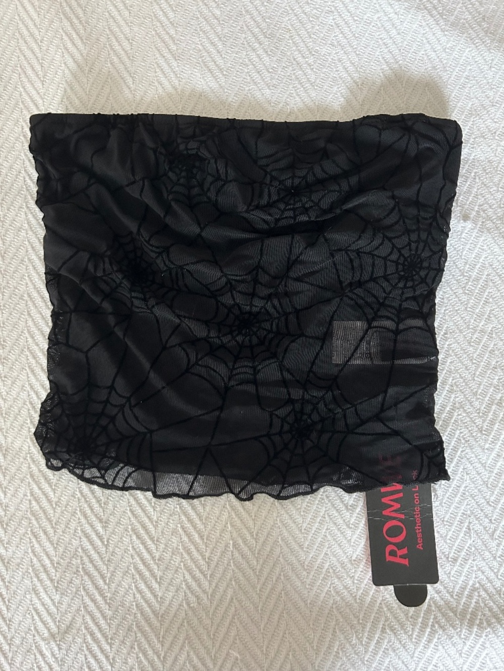 Mesh Spiderweb Cropped Tube Top